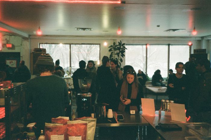 A gathering at Parquette's café